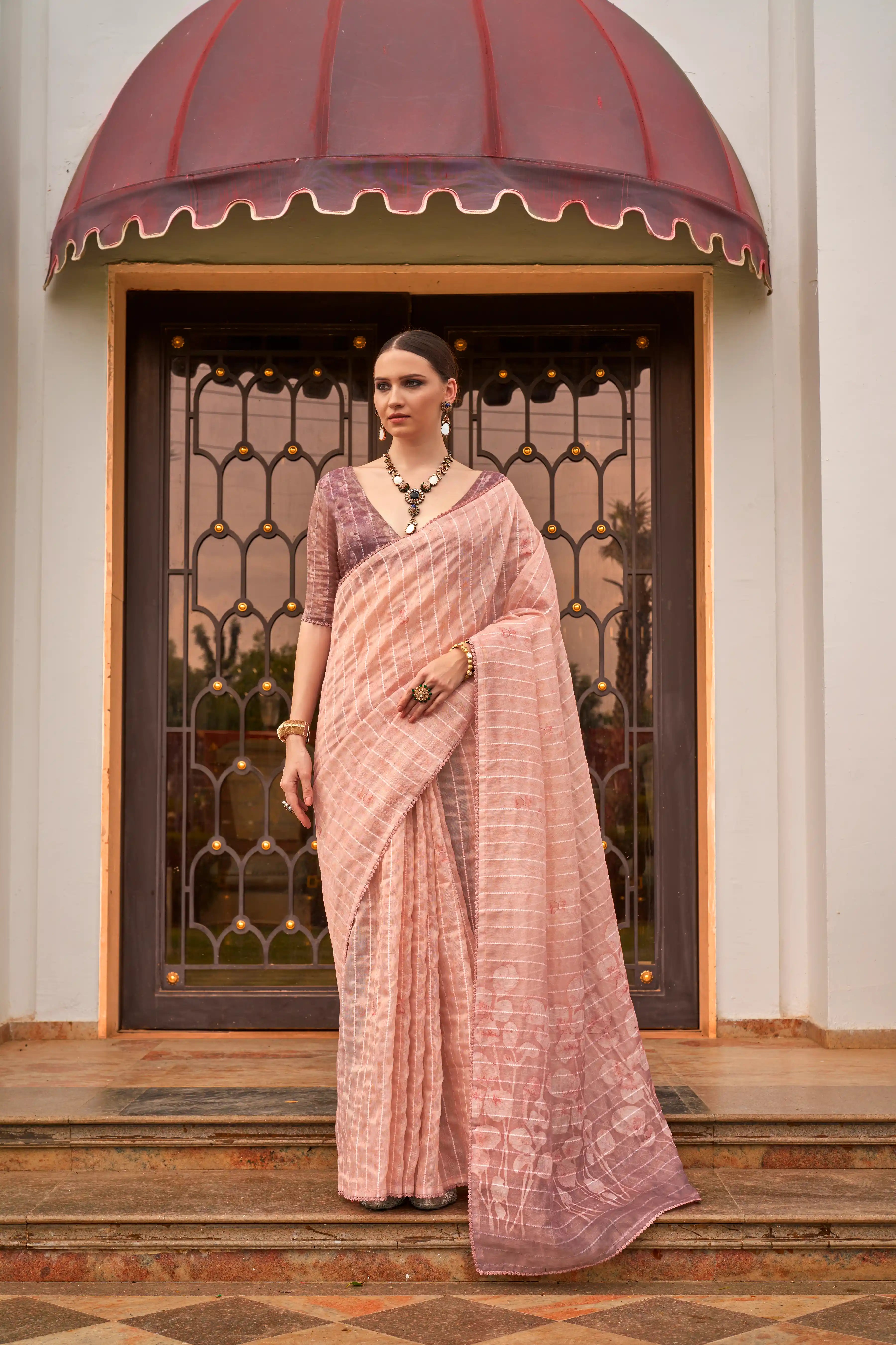 Radiant Peach Silk Saree