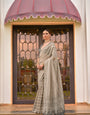 Ornate Grey Silk Saree