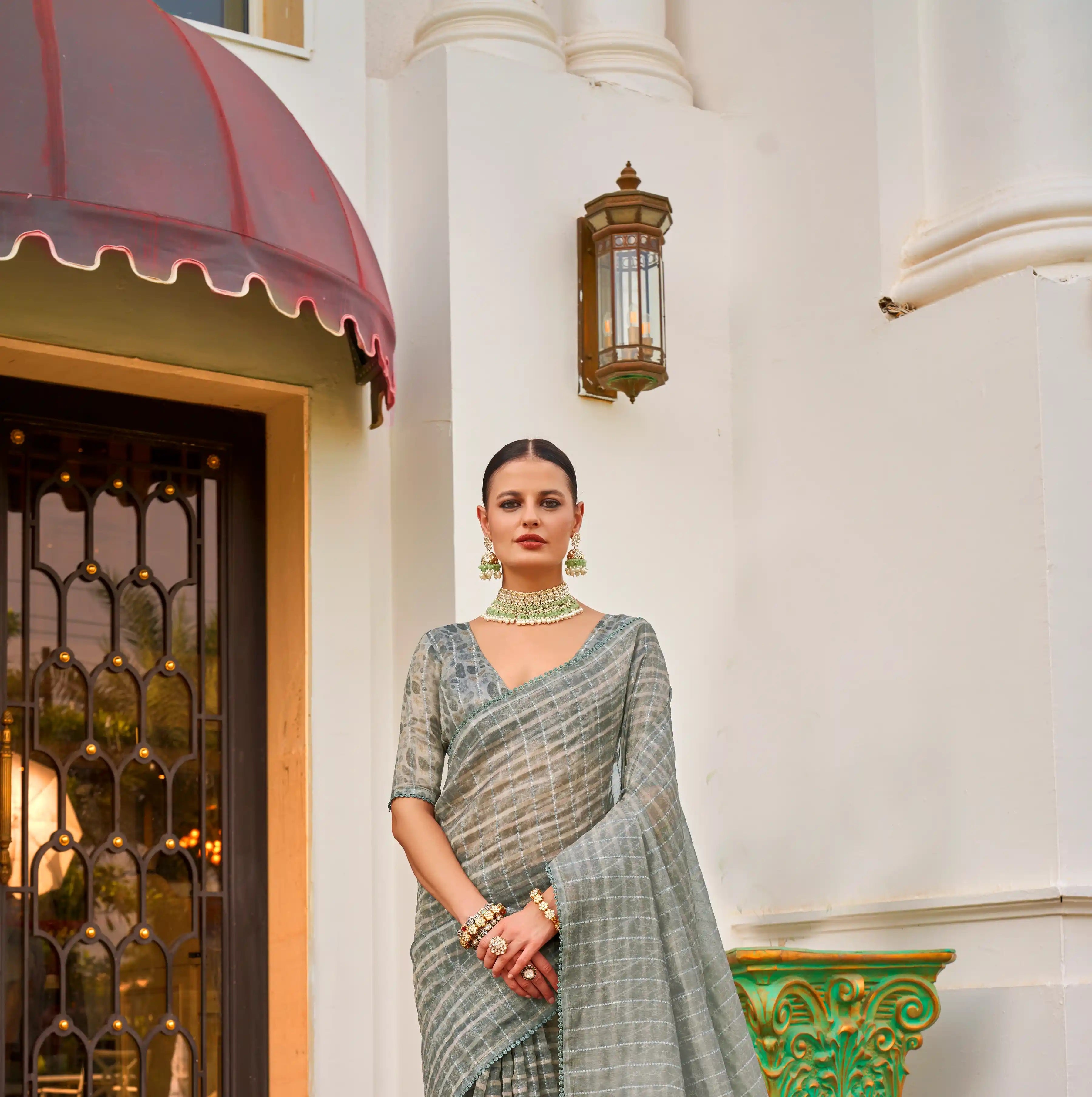 Refined Grey Silk Saree