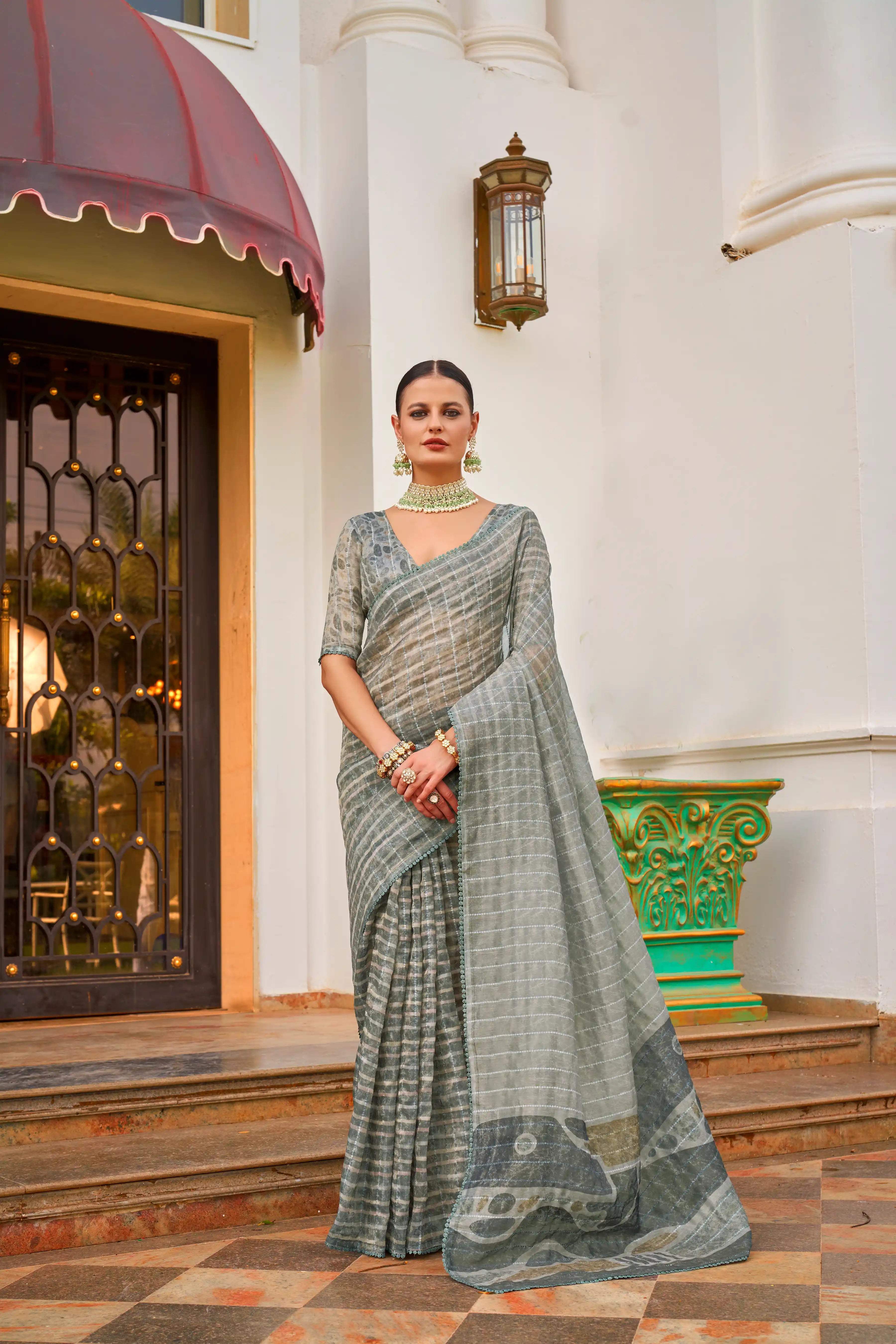 Refined Grey Silk Saree