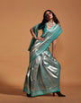 Firozi Woven Kanjivaram Soft Silk Saree