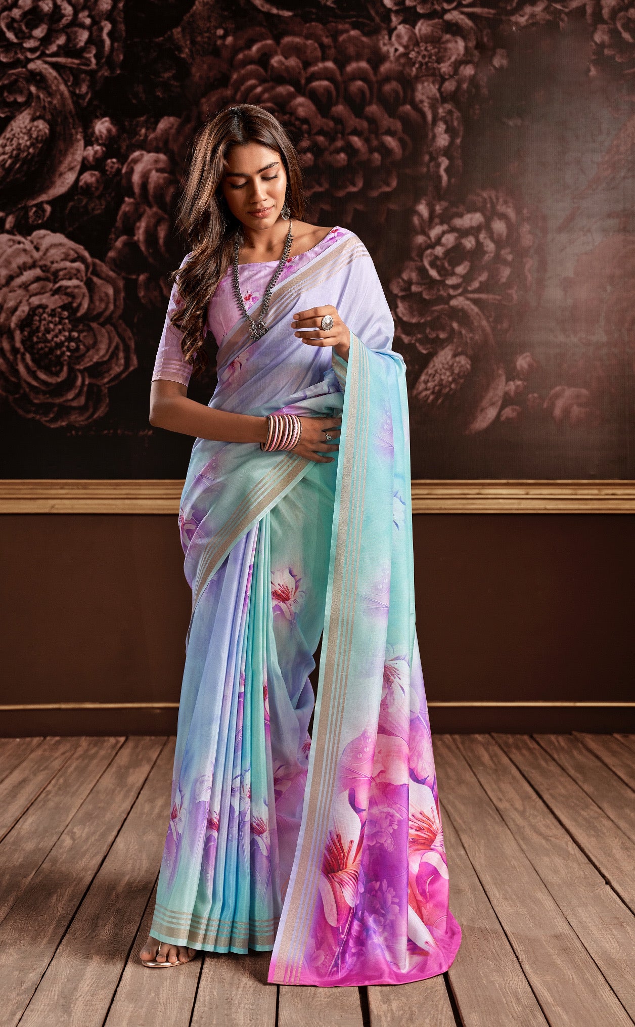 Pure Handloom Silk With Flowers Design Saree RP4