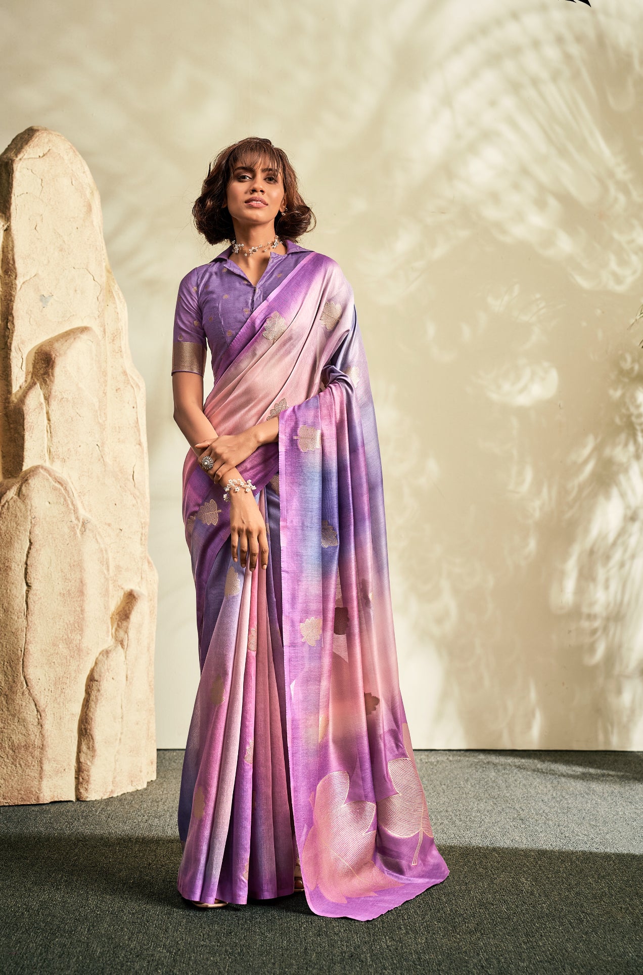 Lavender Purple Shade Color Handloom Khadi Silk Saree RP3