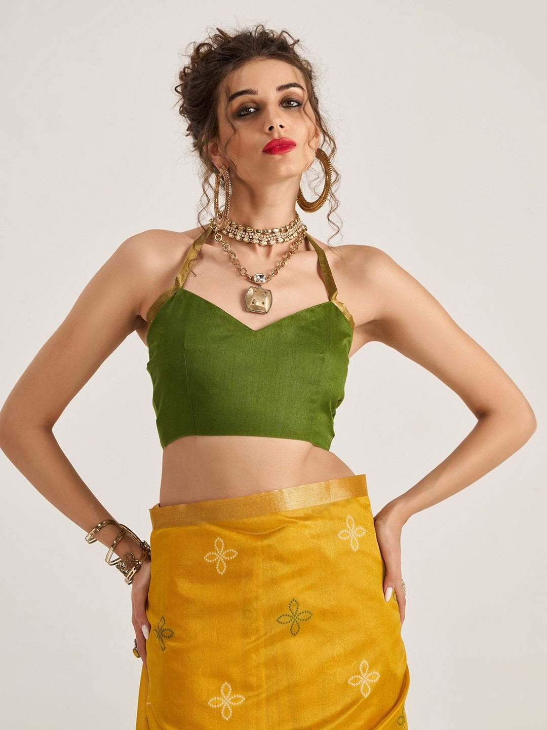 Pirate Yellow Patola Handloom Saree With Fancy Blouse