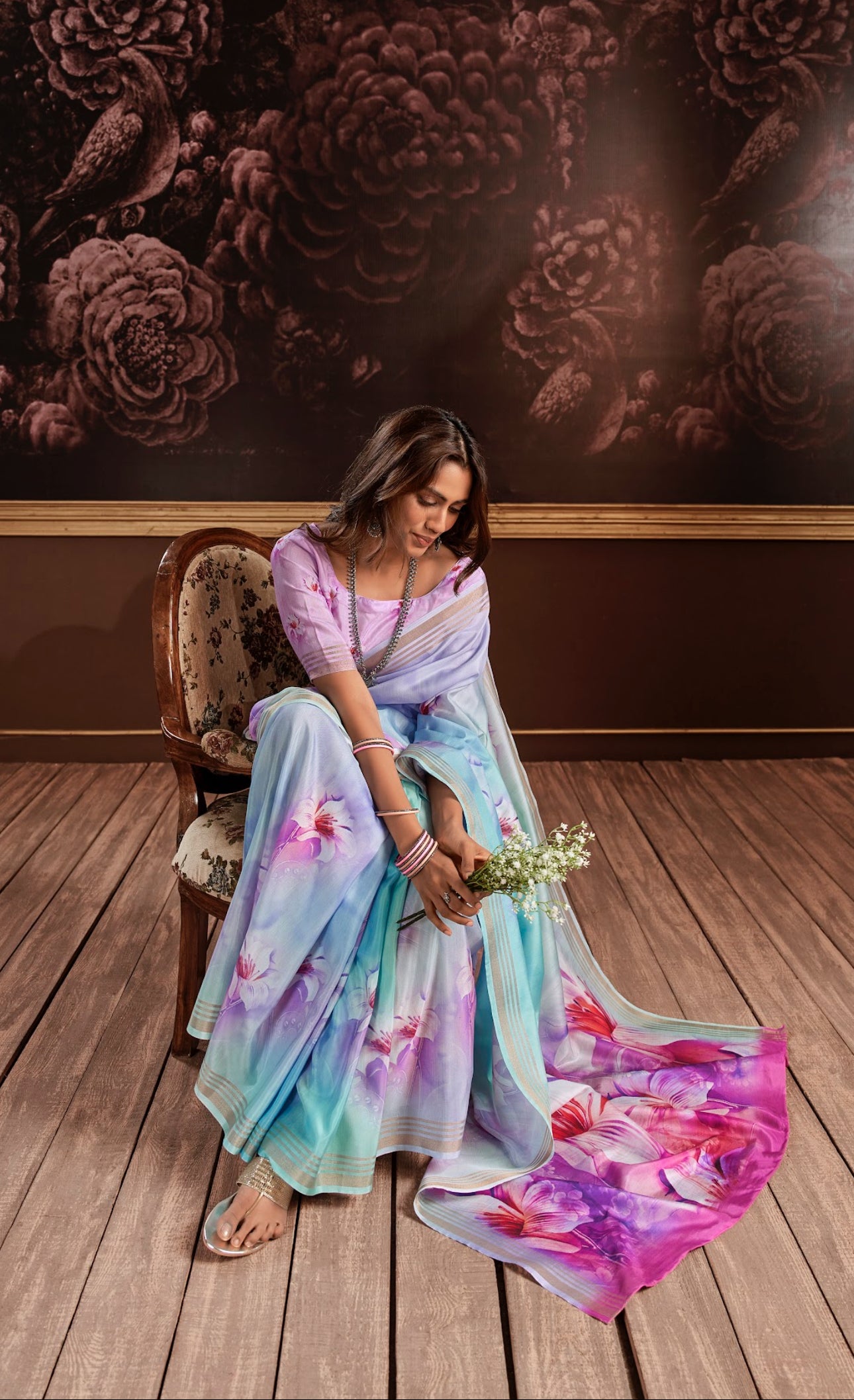 Pure Handloom Silk With Flowers Design Saree RP4