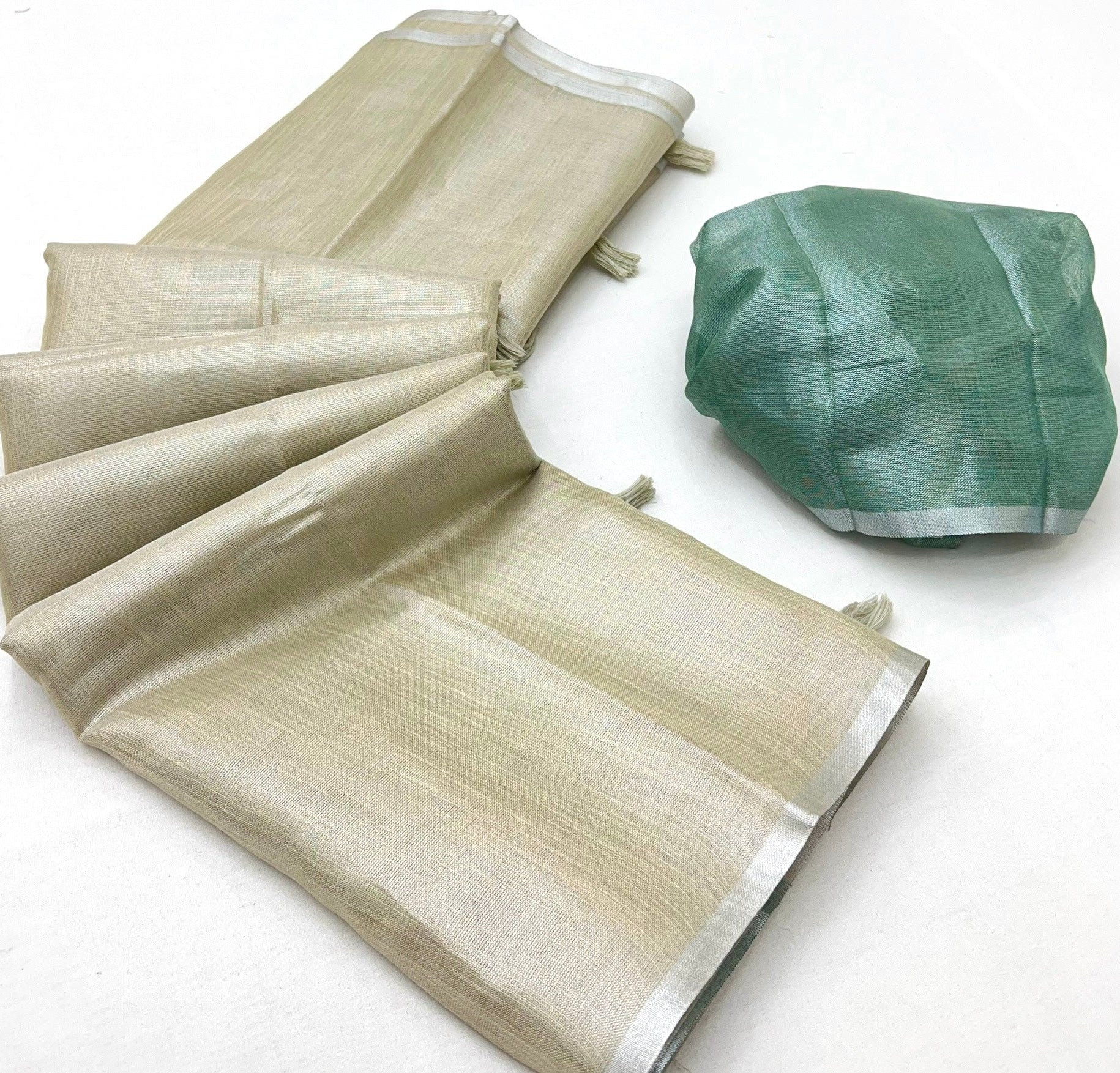 Rice Cream Woven Tissue Soft Silk Saree With Blouse