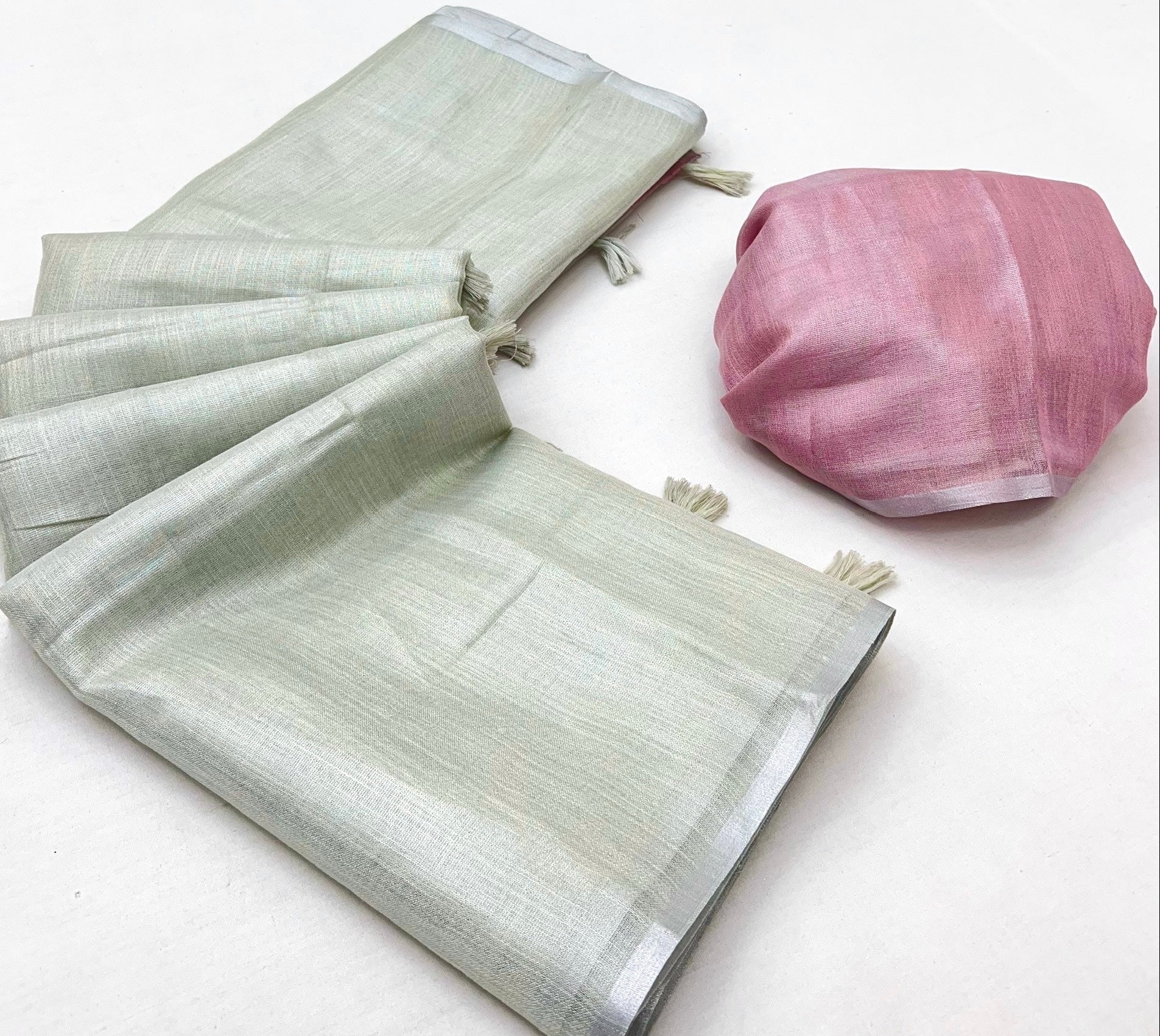 Parchment White Woven Tissue Soft Silk Saree With Blouse