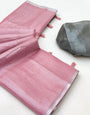 Coral Pink Woven Tissue Soft Silk Saree With Blouse