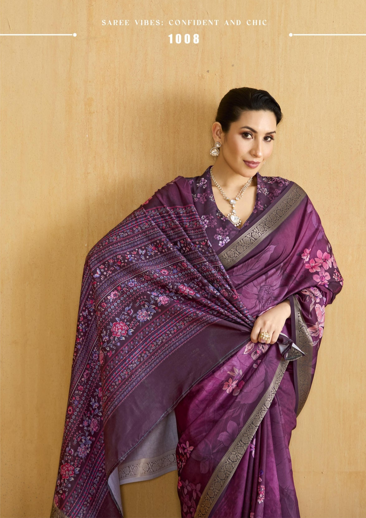 Purple Flower Soft Silk Weaving Border Saree