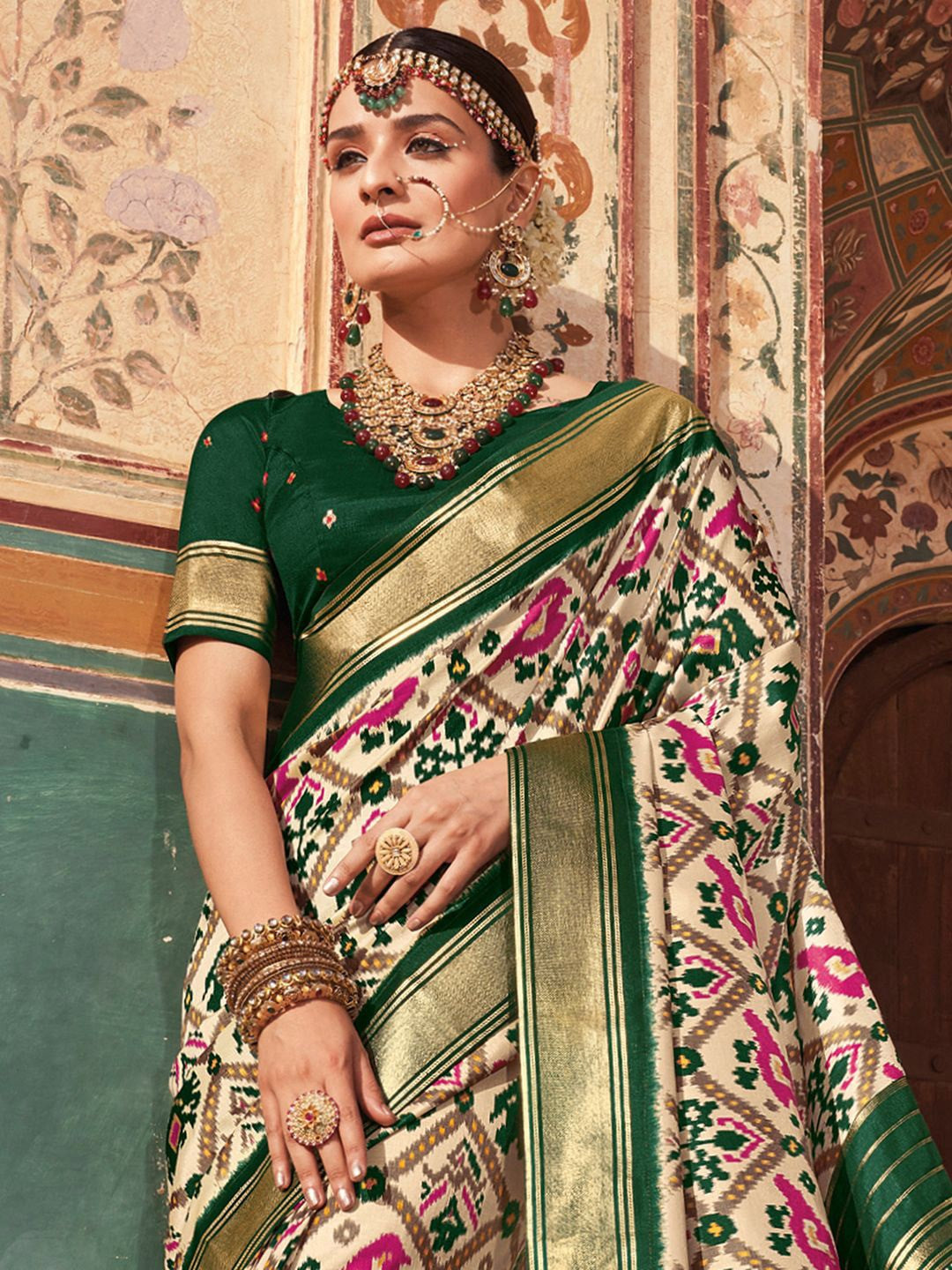 Luxurious Green Patola Silk Saree