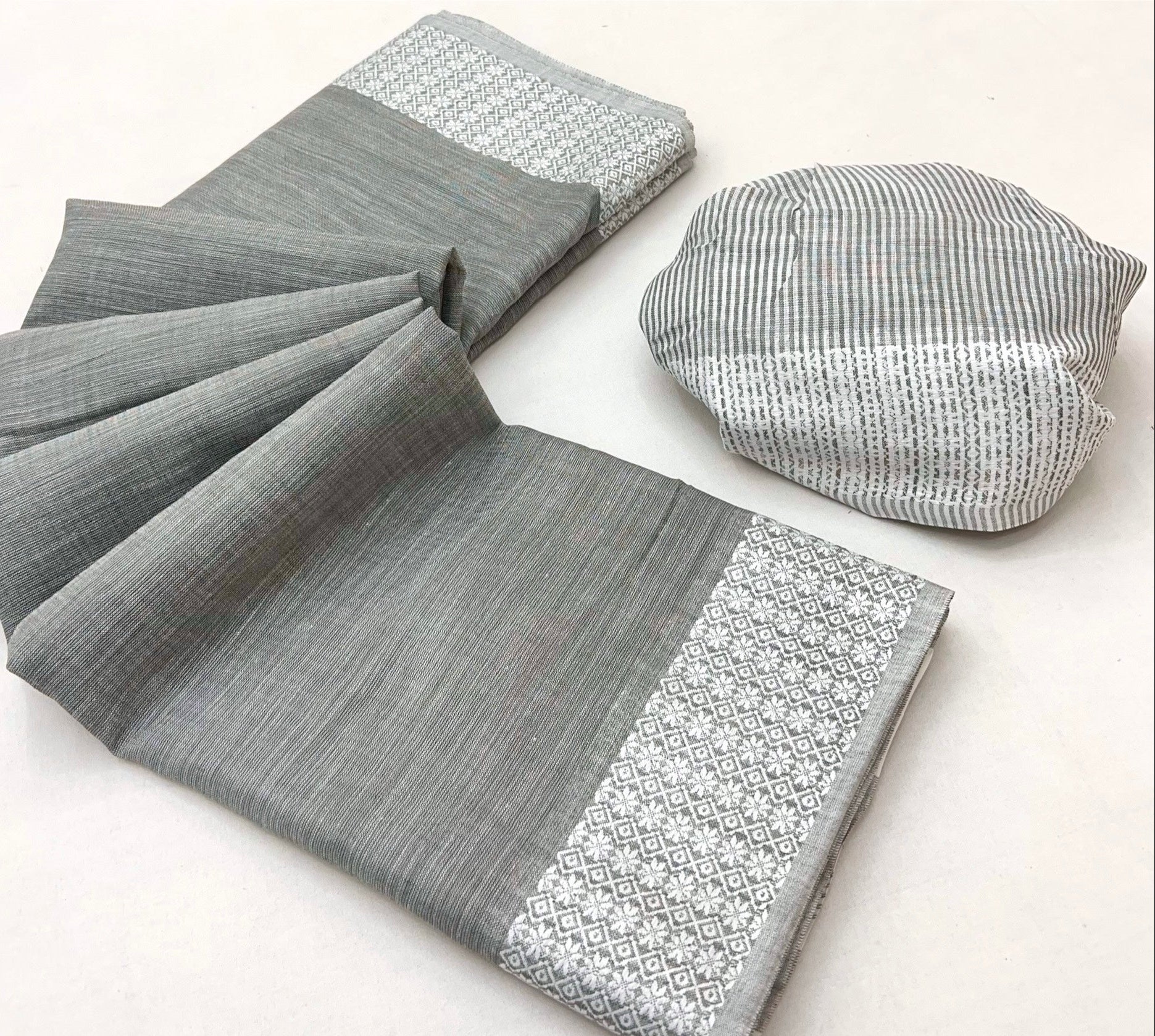 Granite Grey Pure Handloom Woven Linen Soft Saree