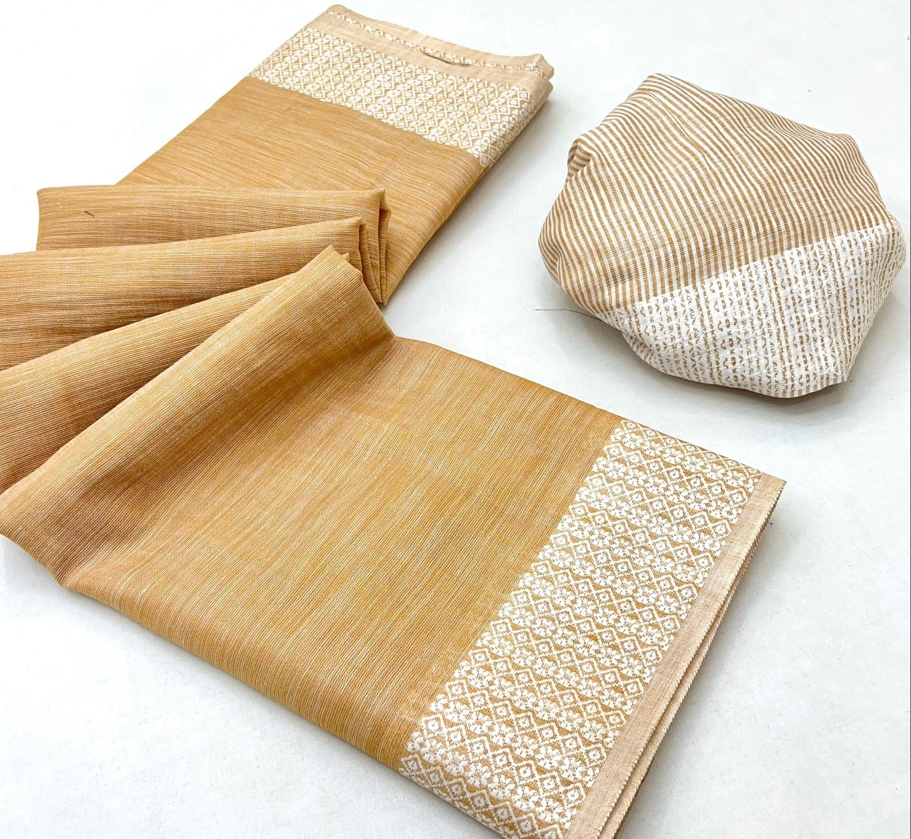 Peel Orange Pure Handloom Woven Linen Soft Saree