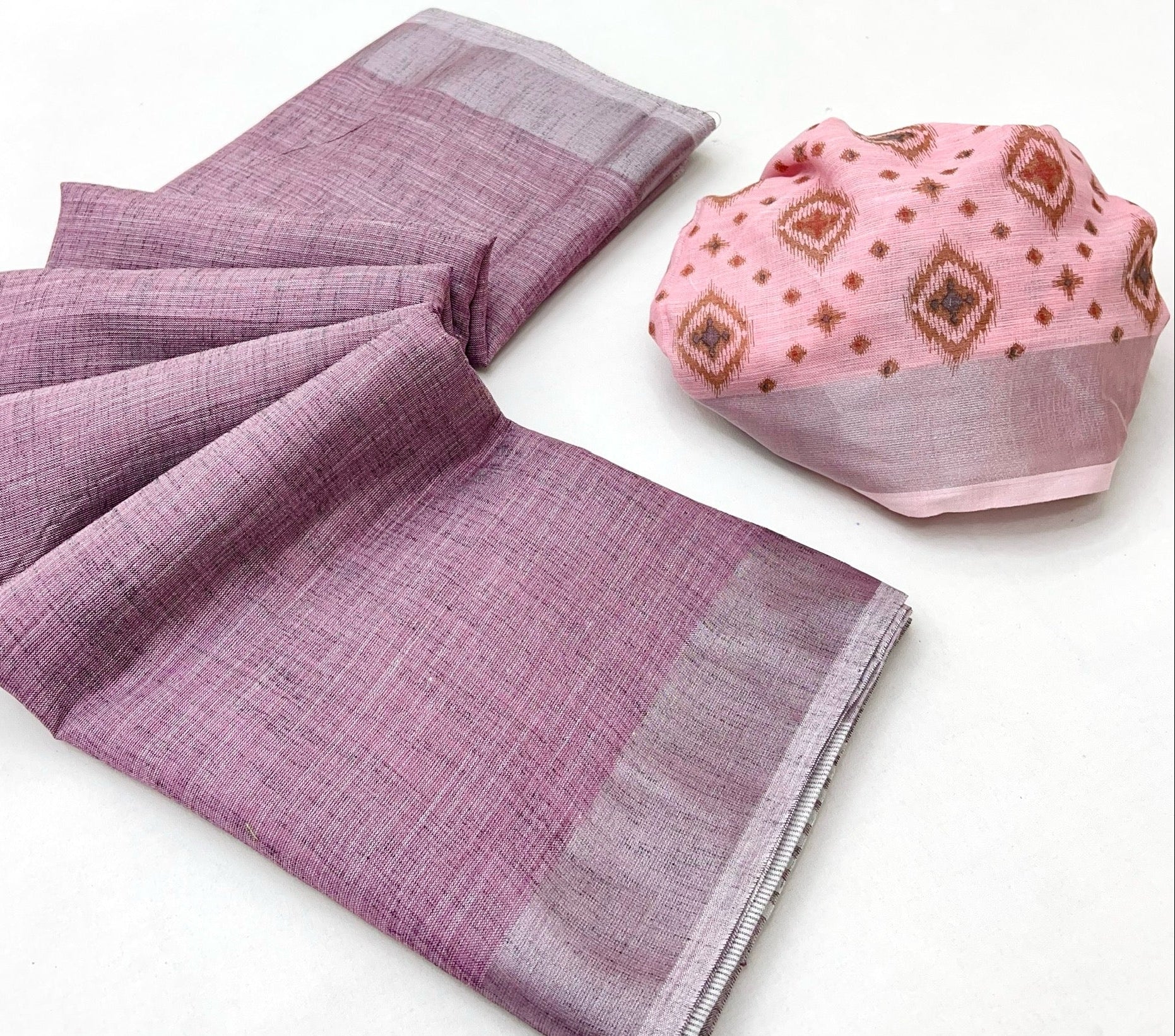 Perfume Lavender Pure Handloom Woven Linen Soft Saree