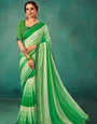 Mehndi with Pista Shaded Leriya Saree With Weaving Blouse