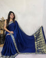 Blue Plain Gajji Silk Nakshi Border Pallu Saree