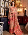 Peach Banarasi Silk Saree