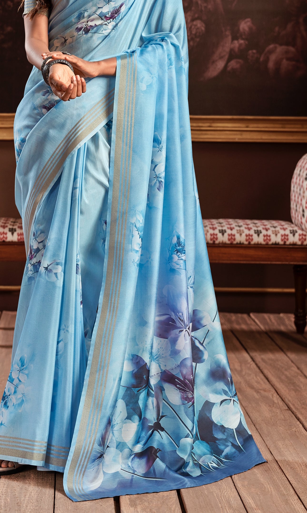 Pure Handloom Silk With Flowers Design Saree RP4