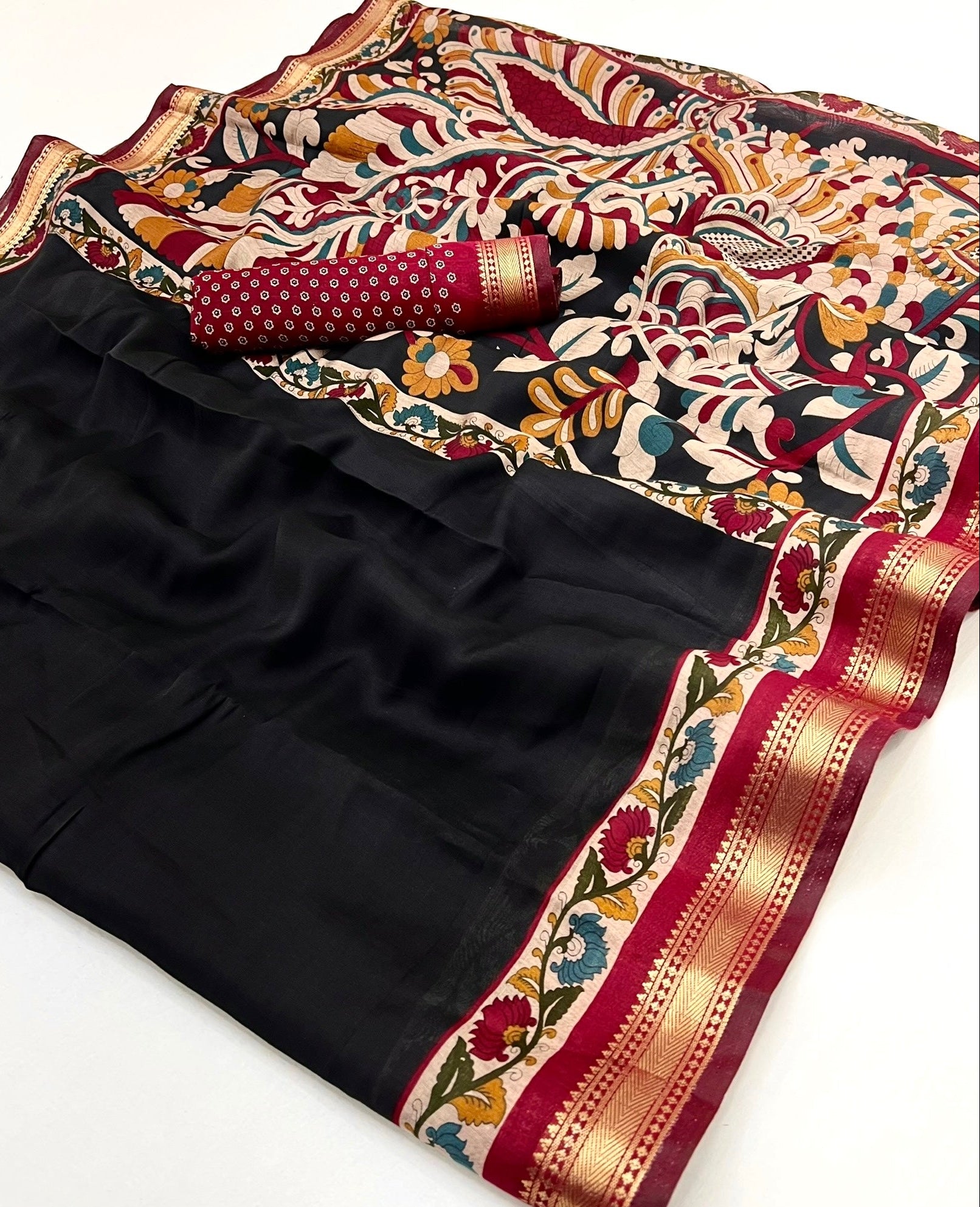 Outstanding Black Mul Mul cotten Soft Silk saree With Evocative Blouse Piece