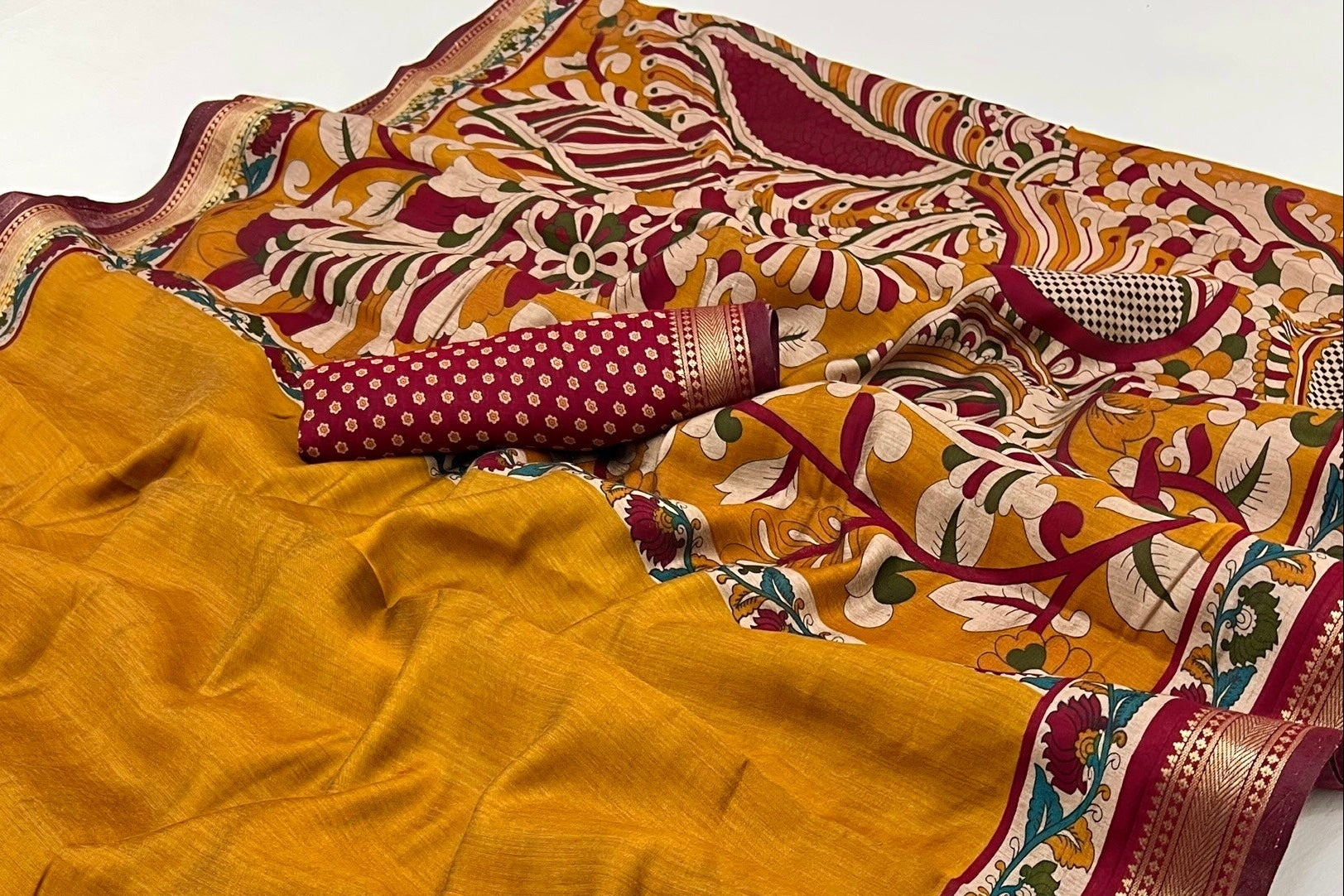 Scintilla Yellow Mul Mul cotten Soft Silk saree With Evocative Blouse Piece