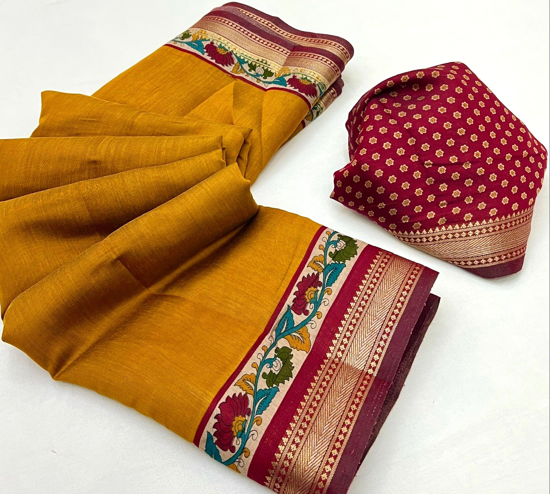 Scintilla Yellow Mul Mul cotten Soft Silk saree With Evocative Blouse Piece