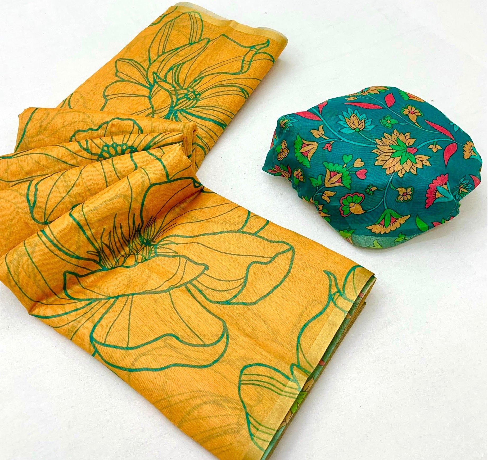 Delayed Yellow Chanderi Linen Soft Silk Saree