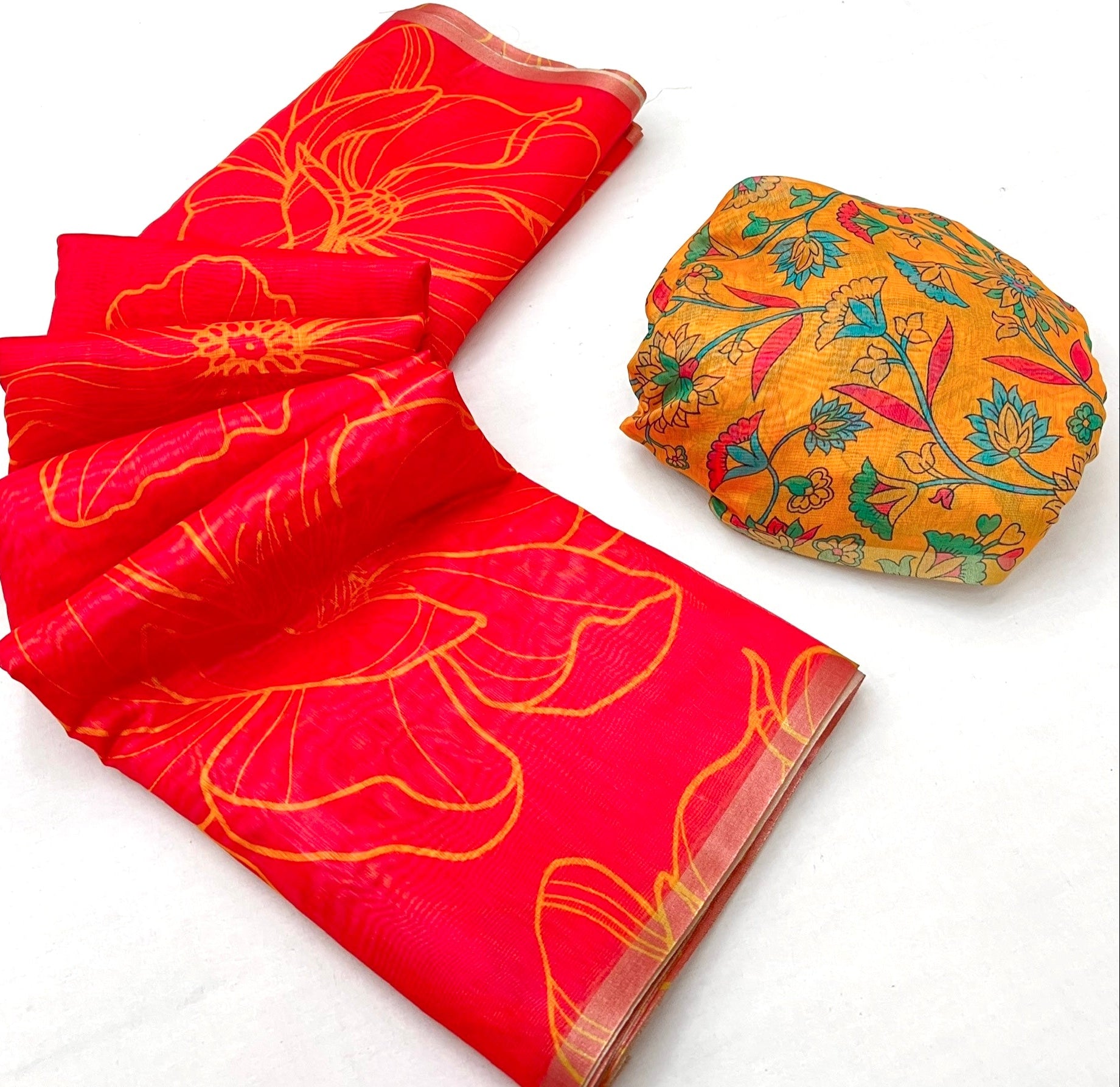 Mahogany Red Chanderi Linen Soft Silk Saree