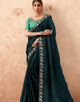 Dazzling Dark Green Fancy Embroidered Party Wear Saree