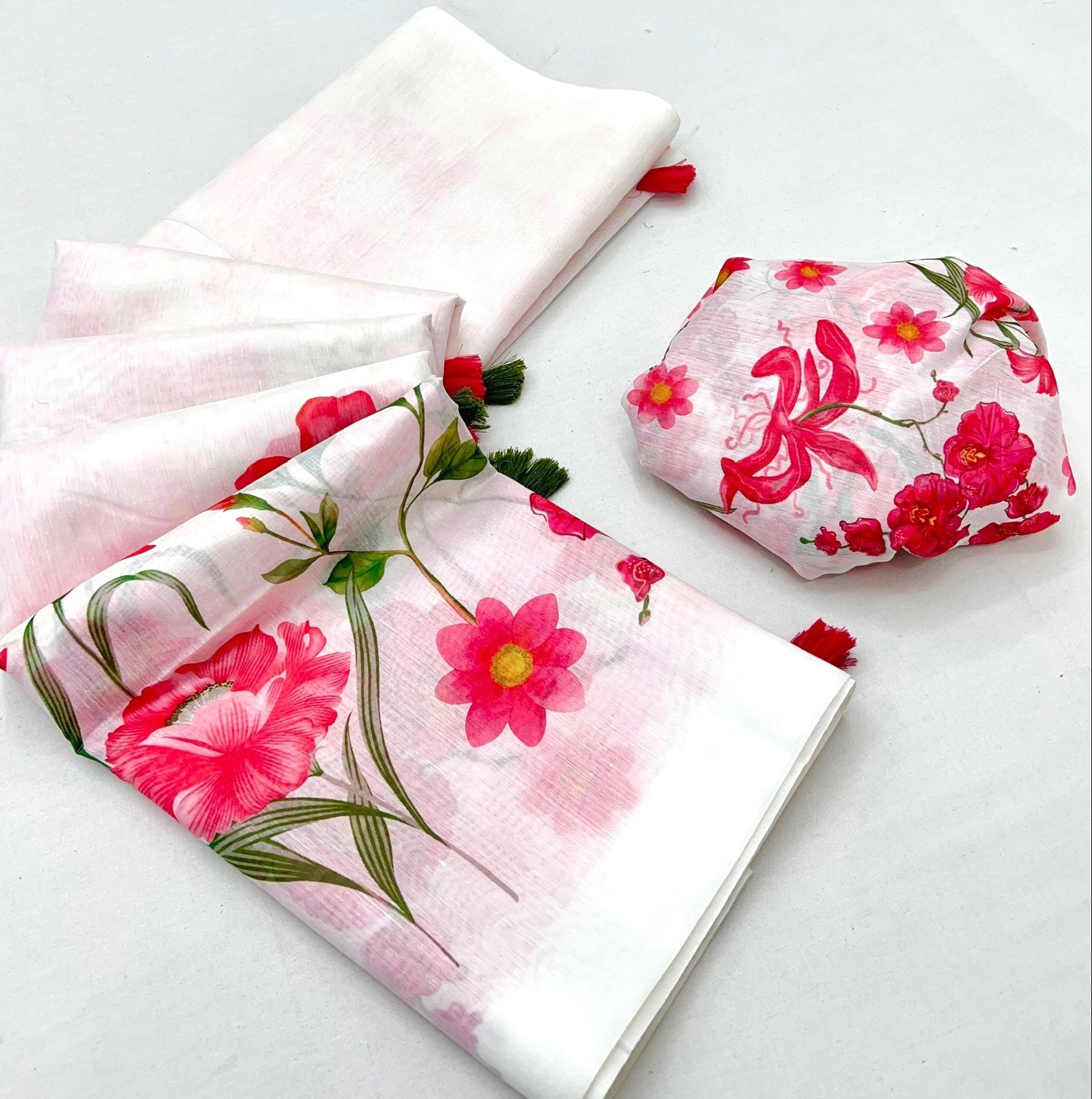 Conflate White Chanderi Cotton Soft Silk Saree