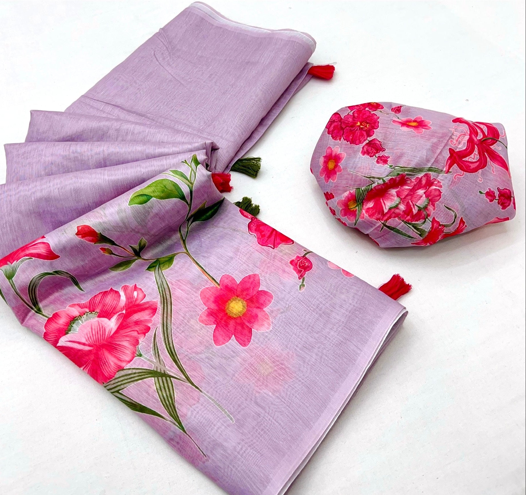 Sensational Lavender Chanderi Cotton Soft Silk Saree