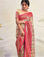 Vibrant Cream & Pink Pure Silk Saree