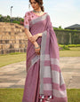 Raspberry Glace Casual Linen Saree RP2