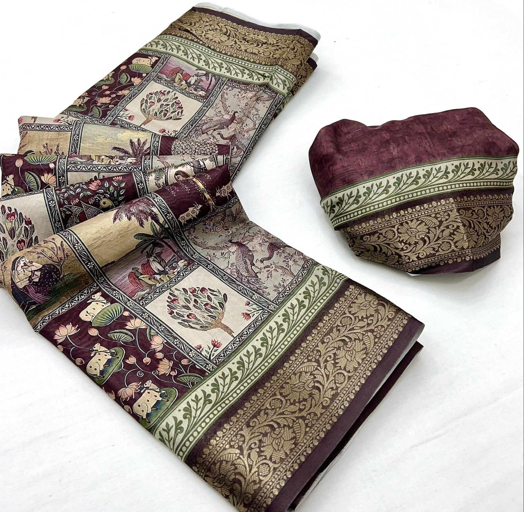 Maroon Soft Dola Silk Saree With Blouse