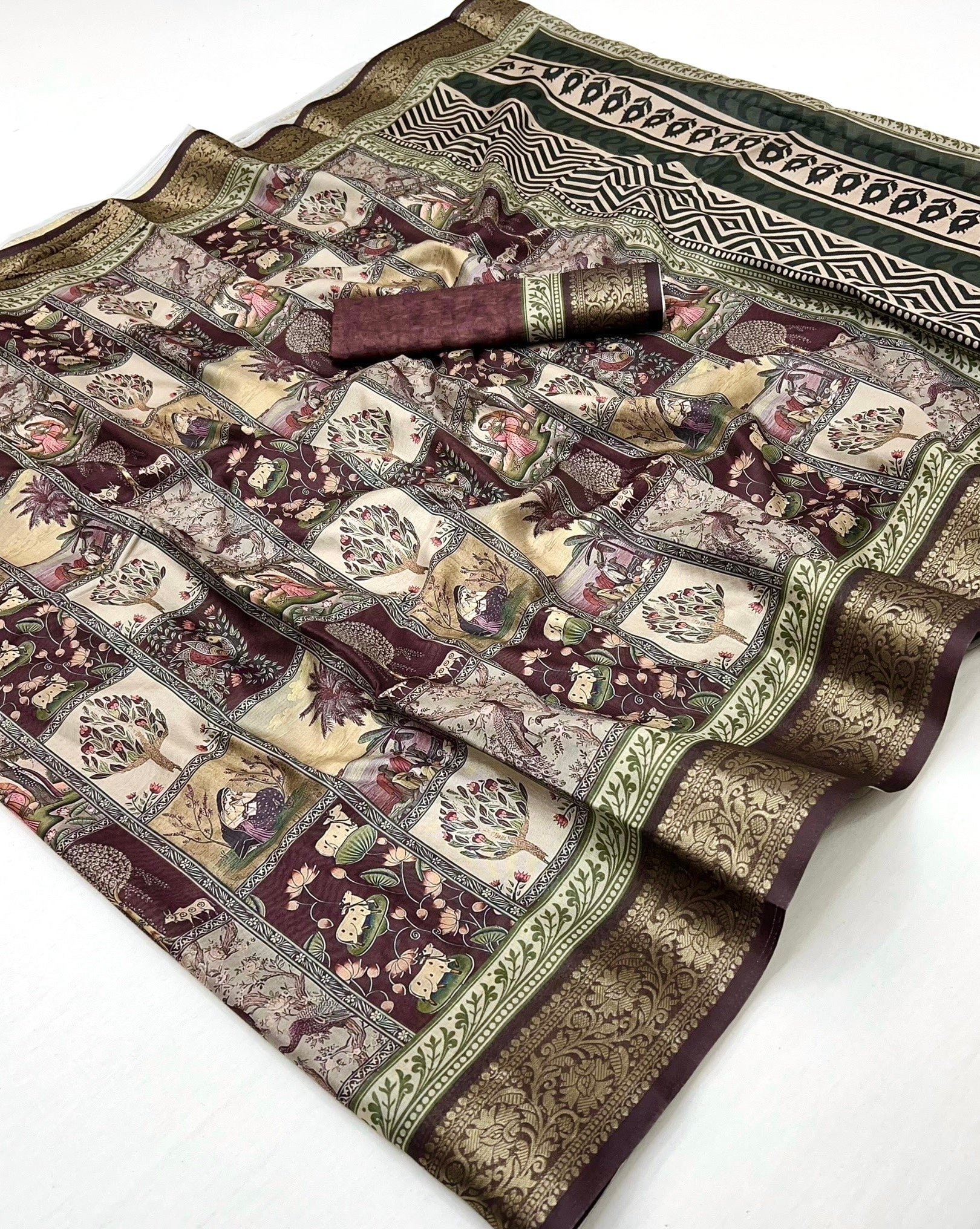 Maroon Soft Dola Silk Saree With Blouse