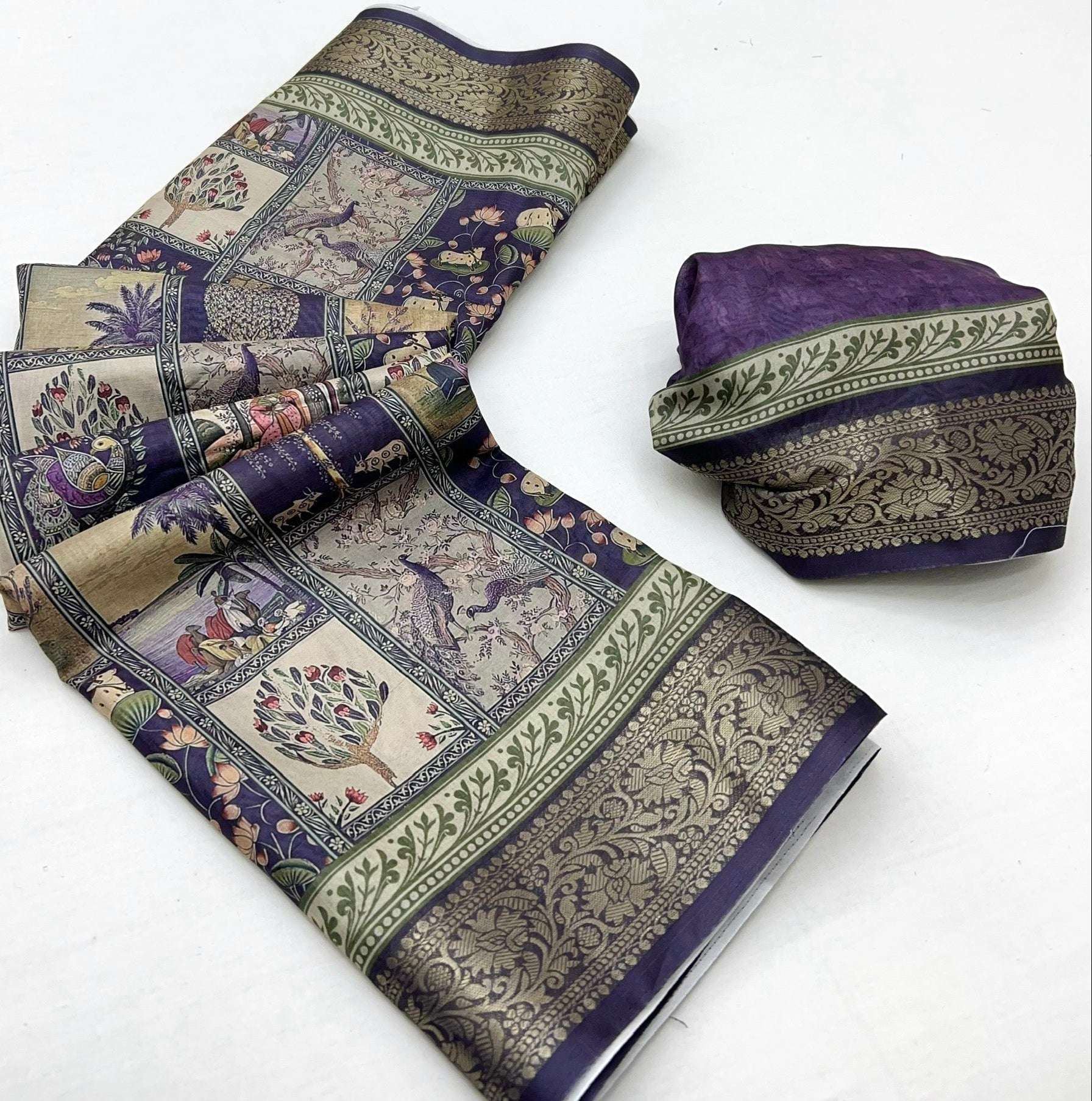 Purple Soft Dola Silk Saree With Blouse