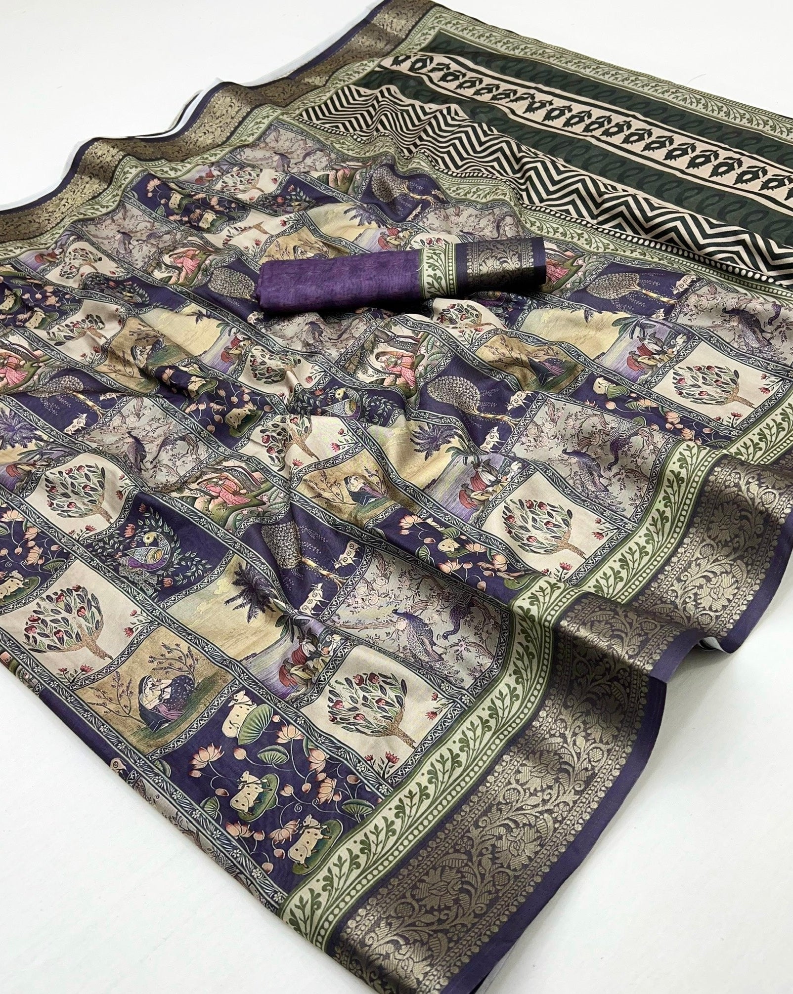 Purple Soft Dola Silk Saree With Blouse