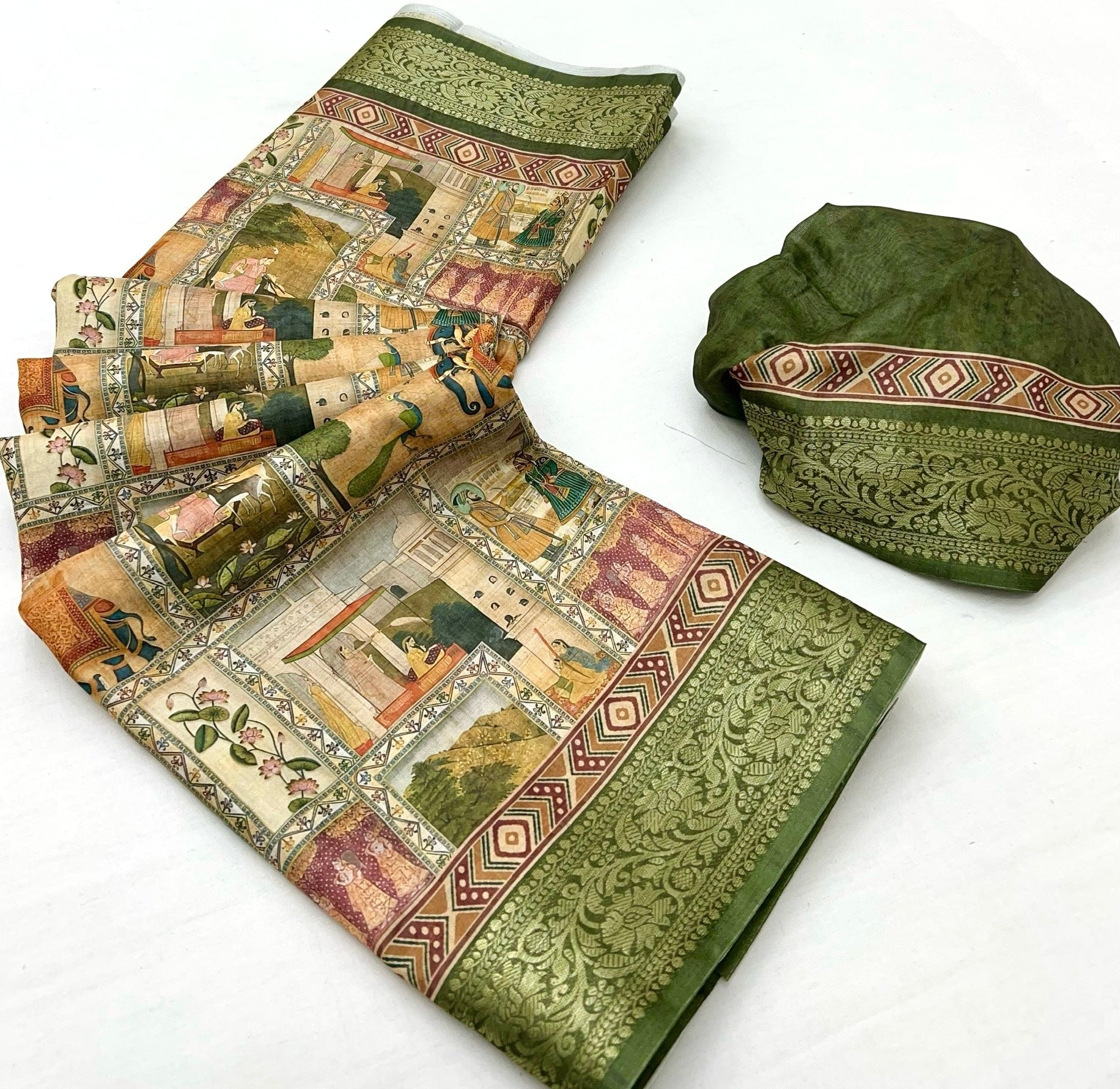 Mahendi Soft Dola Silk Saree With Blouse