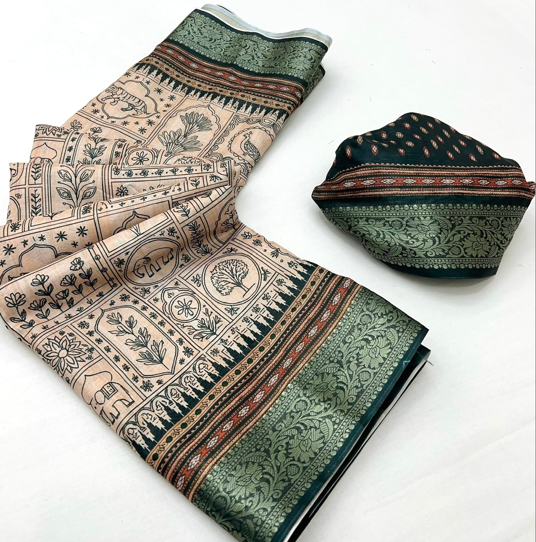 Rama Soft Dola Silk Saree With Blouse