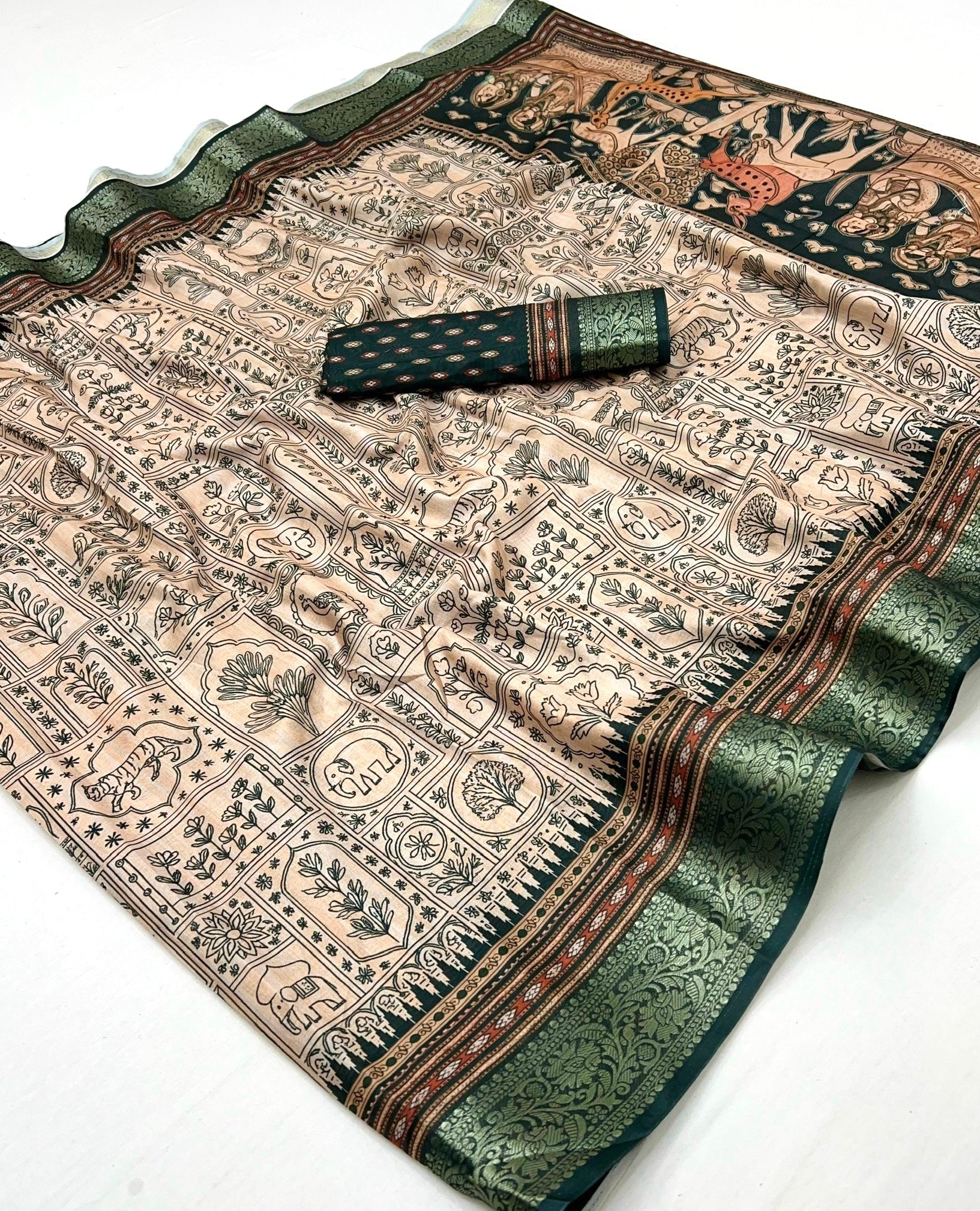 Rama Soft Dola Silk Saree With Blouse