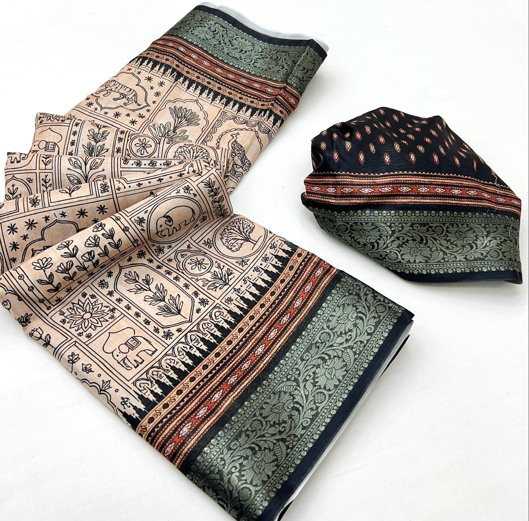 Galaxy Black Soft Dola Silk Saree With Blouse