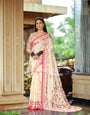 Red And Creamy Jamdani Soft Silk Saree
