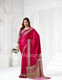 Rani Ajrakh Hand-Printed Modal Silk Saree With Blouse