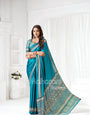 Rama Ajrakh Hand-Printed Modal Silk Saree With Blouse