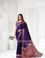 Blue Ajrakh Hand-Printed Modal Silk Saree With Blouse