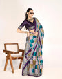 Luxe Multi Color Ajrakh Printed Modal Silk Saree P12