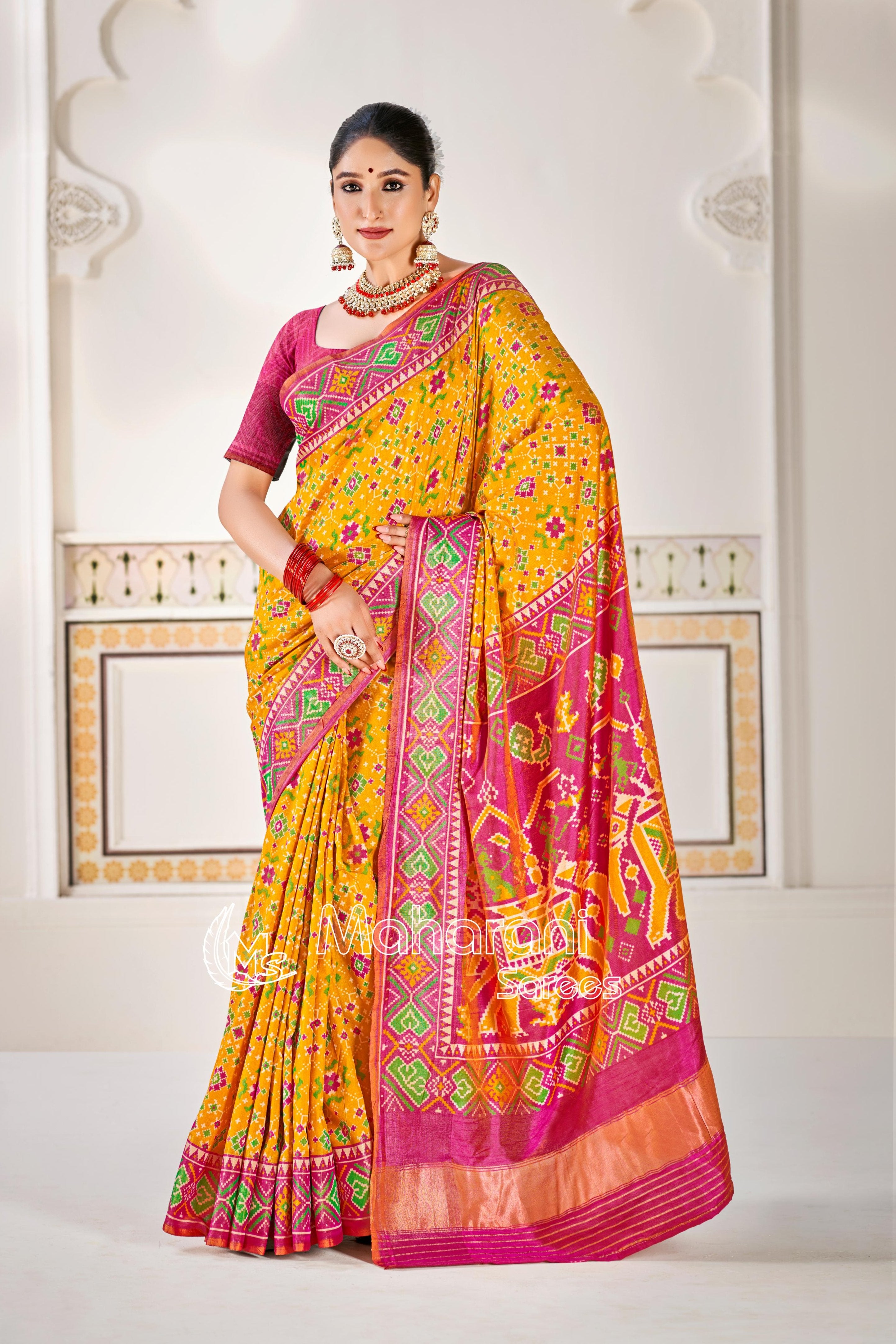 Musterd Pure Look Figure Patola Saree