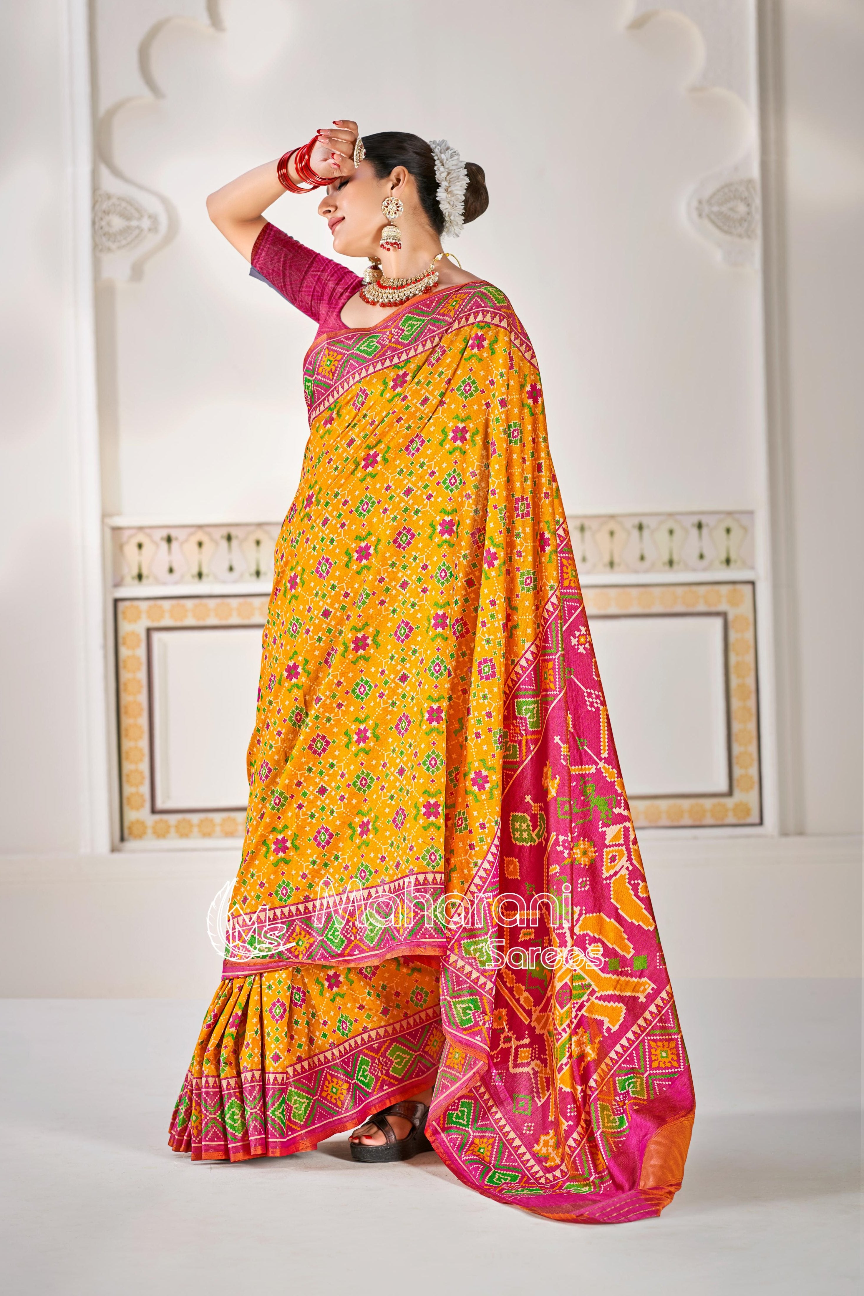 Musterd Pure Look Figure Patola Saree