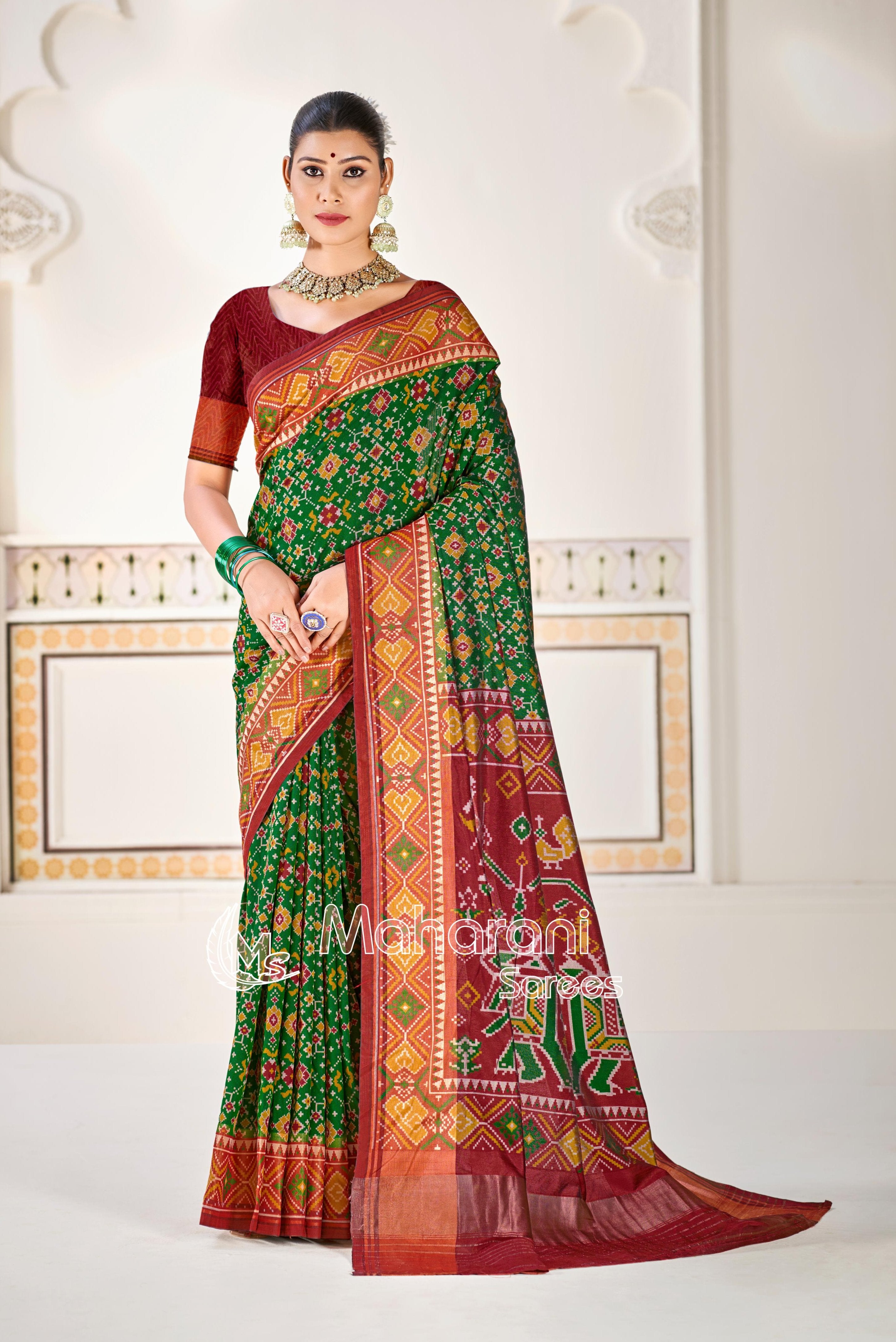 Green Pure Look Figure Patola Saree