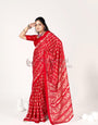 Red Ajrakh Patola Natural Printed Soft Modal Silk Saree
