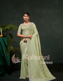 Luxe Moss Green Swarovski work Organza Silk Saree