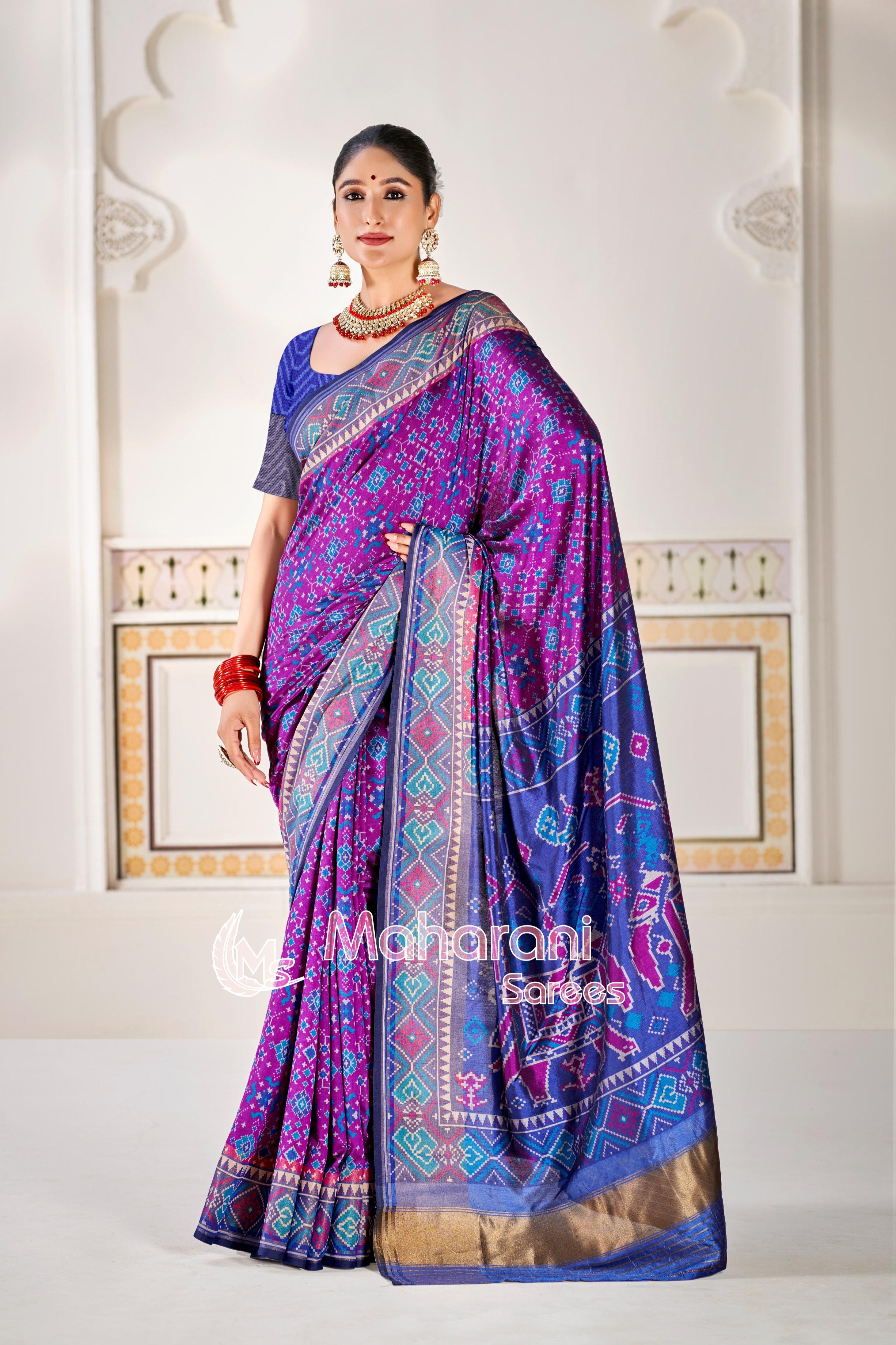 Wine Pure Look Figure Patola Saree